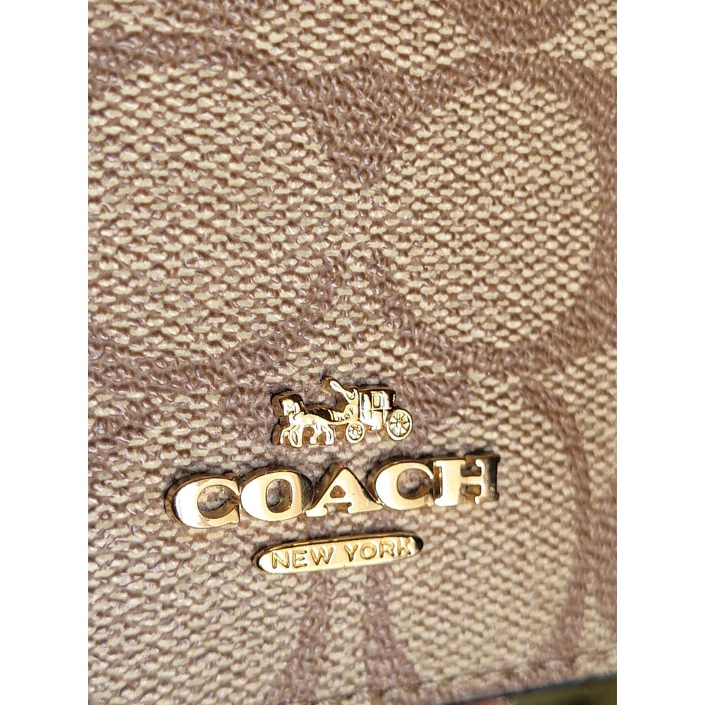 Coach Mini Wallet On Chain Signature Monogram Canvas Bag Purse - Picture 15 of 16